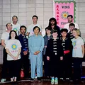 Andrew Mason with Grandmaster Jim Fung, Instructor Storm and students at the Academy's Manly school, late 1980s.